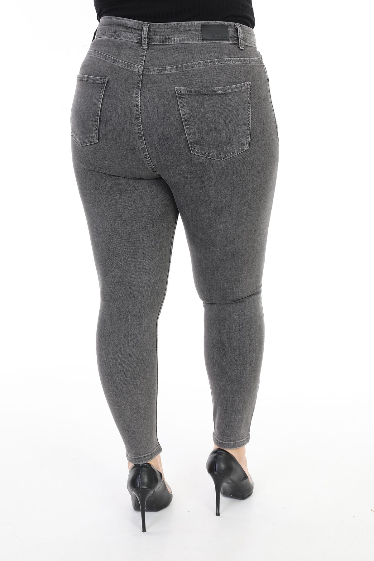 Yıpratmalı Kot Pantolon - Koyu Gri Kot - (34-40) - 5