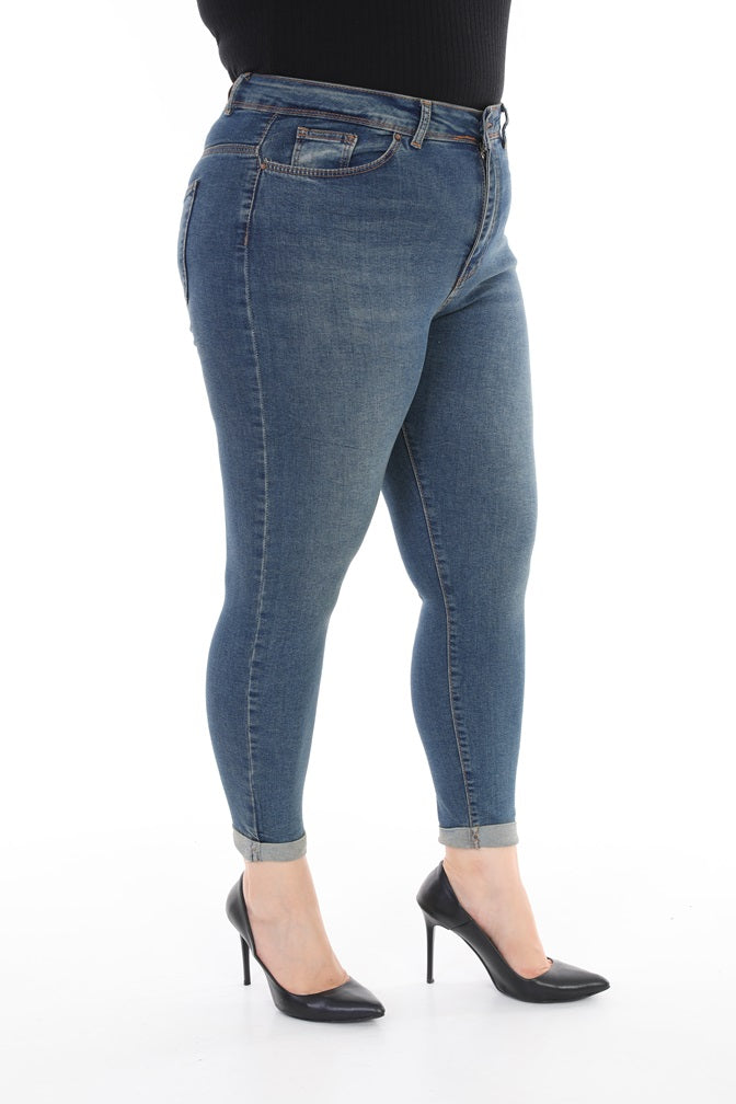 Duble Paça Kot Pantolon - Koyu Tintli Kot - (44-50) - 3