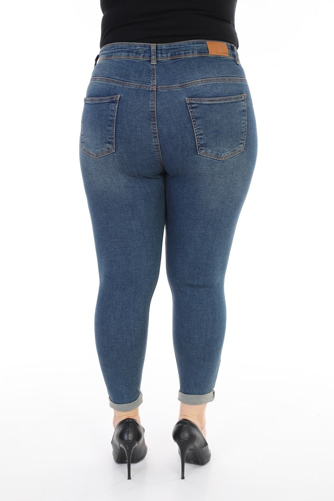 Duble Paça Kot Pantolon - Koyu Tintli Kot - (44-50) - 4