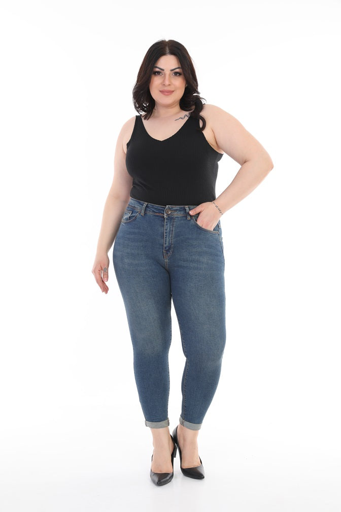 Duble Paça Kot Pantolon - Koyu Tintli Kot - (44-50) - 6