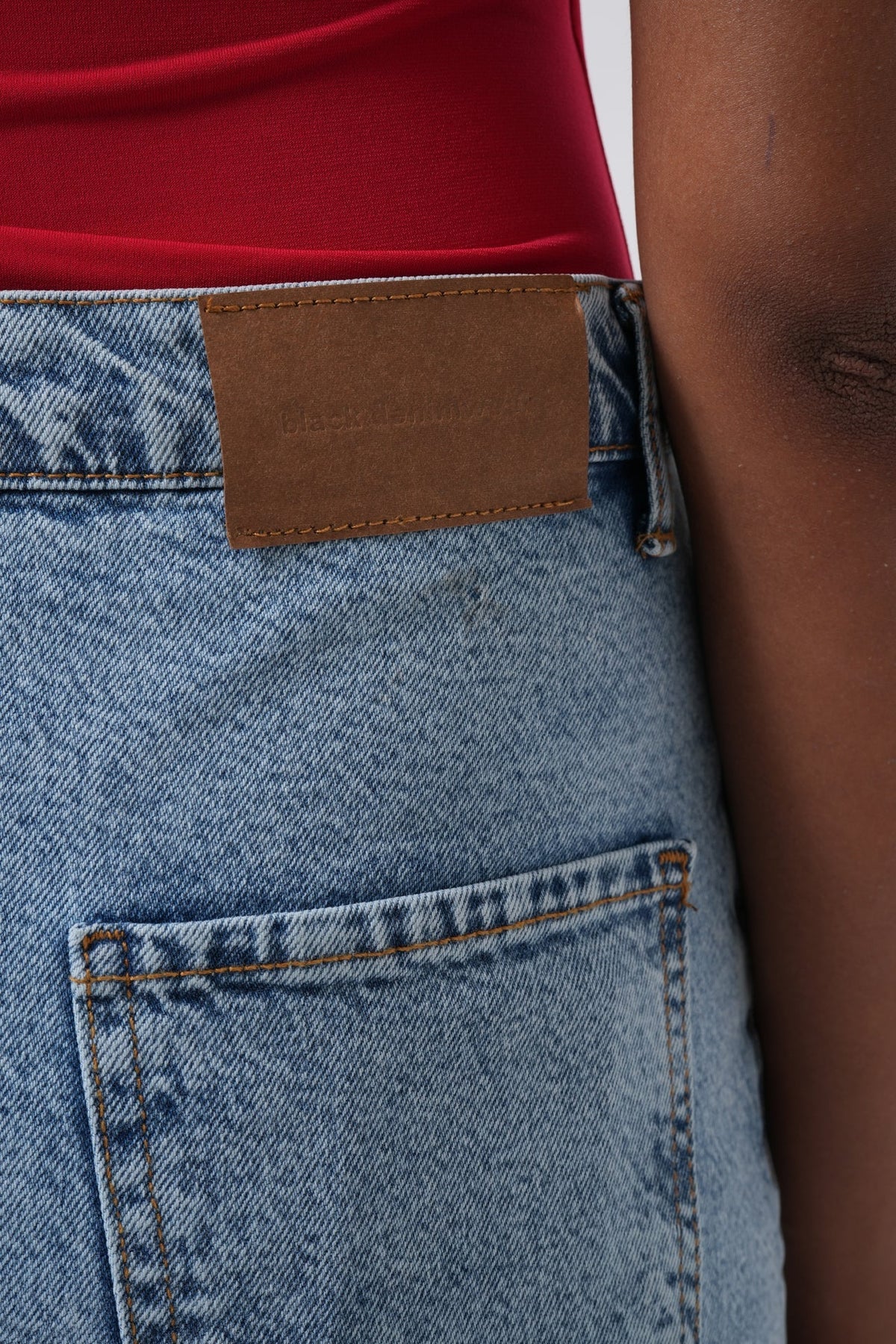 Yırtmaç Detay Denim Midi Etek - Açık Mavi