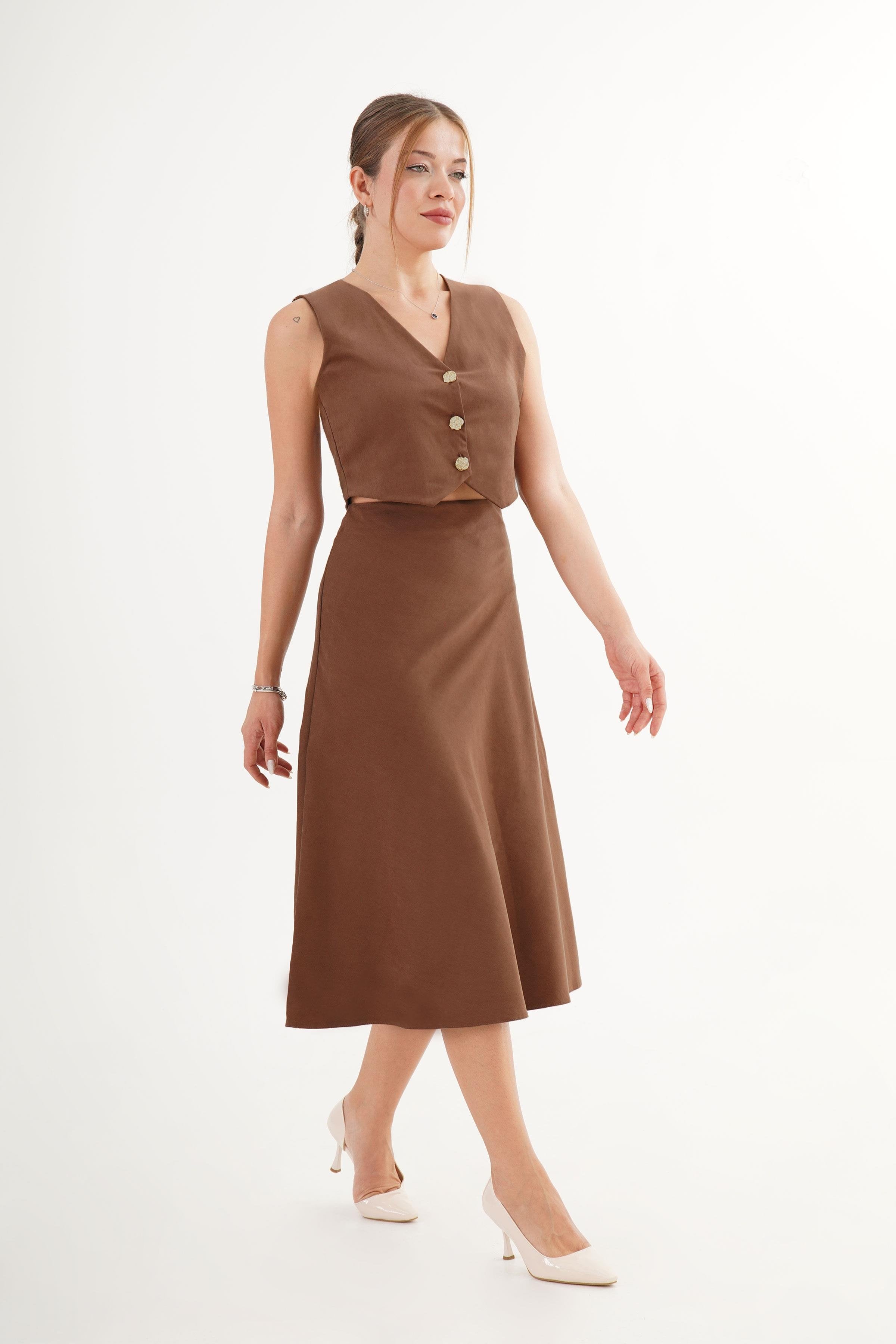 Premium Yelek Etek Taba Süet Toptan İkili Takım Taba STD