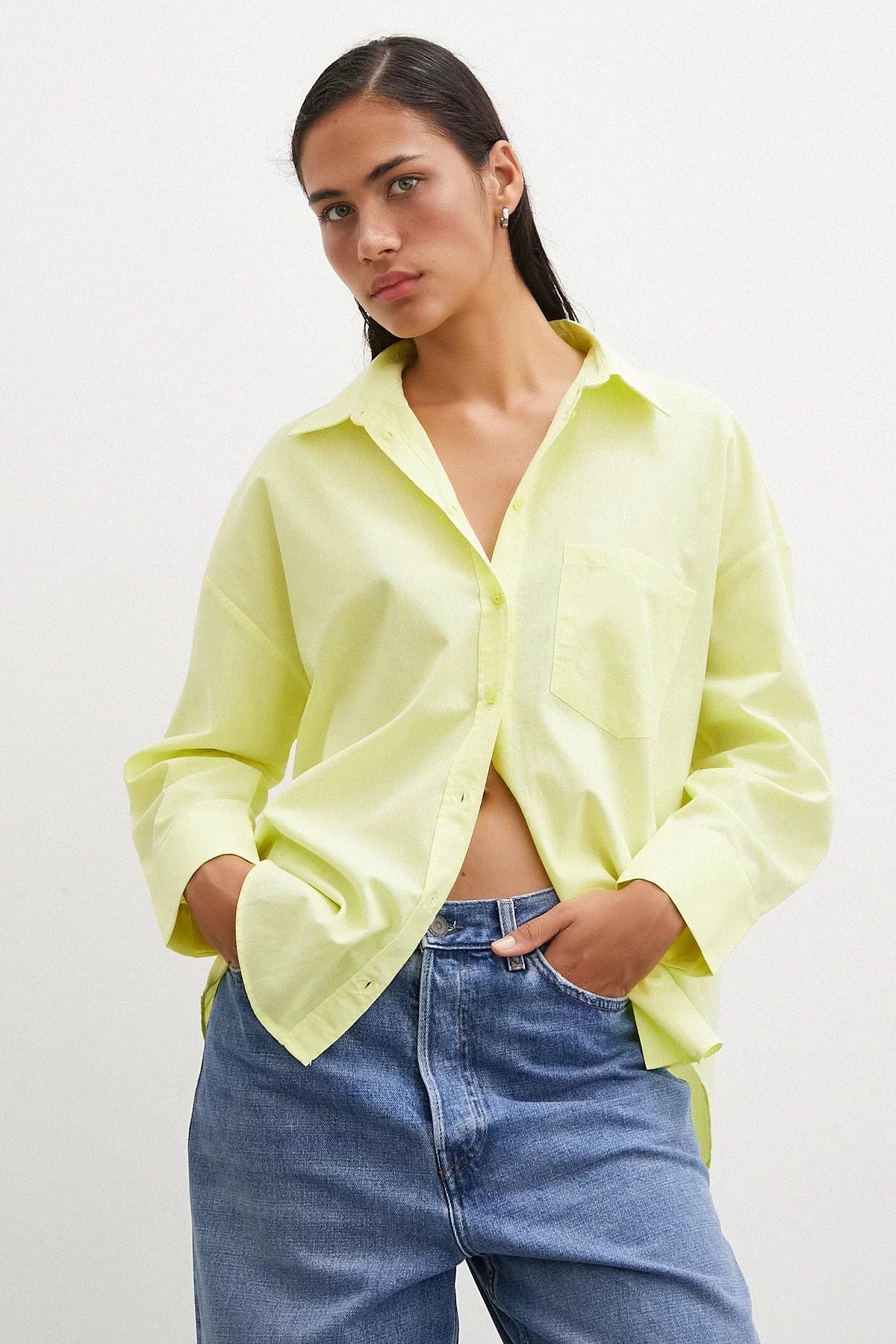 Regular Fit Poplin Gömlek - Sarı