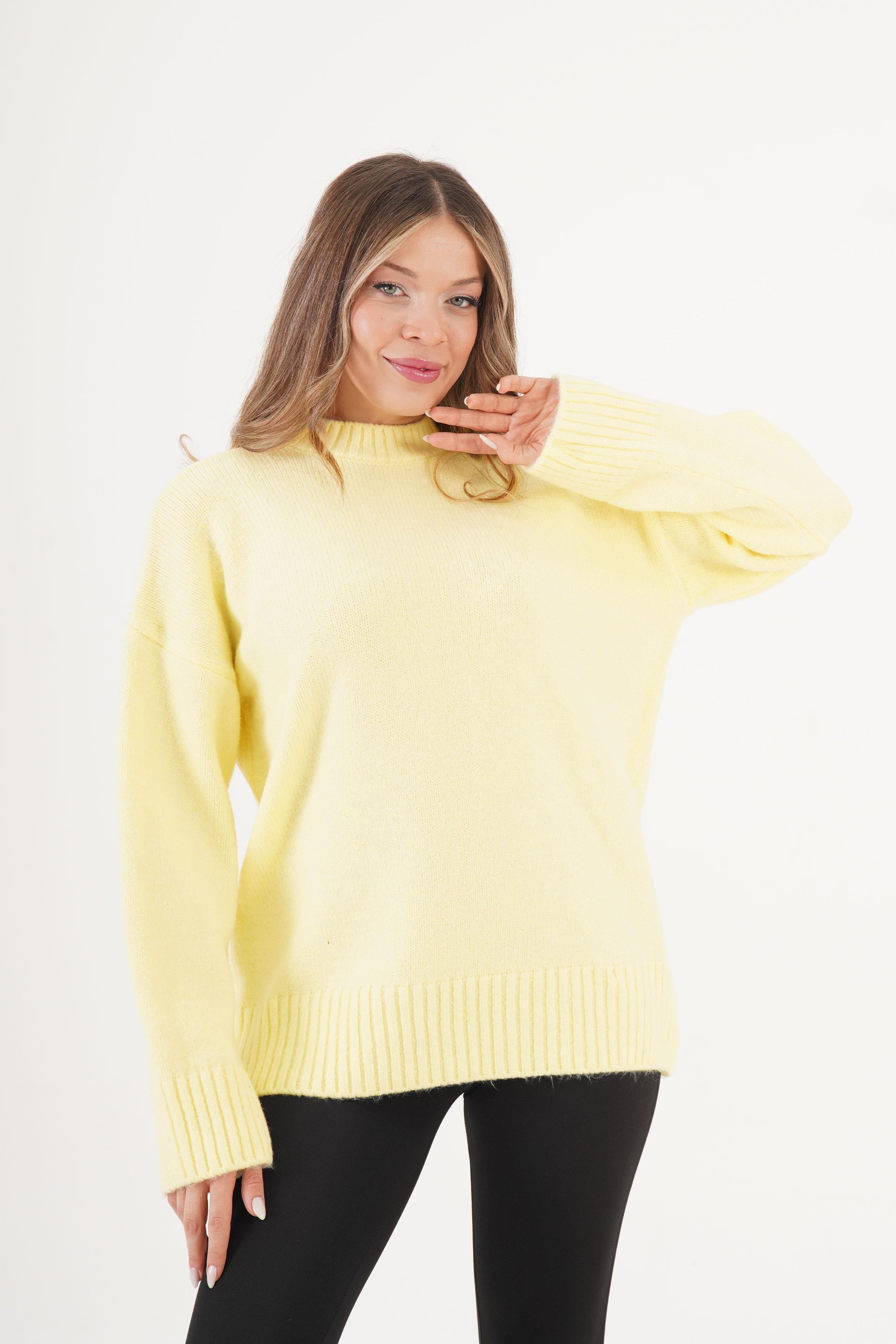 Ribana Detaylı Basic Toptan Sarı Kazak