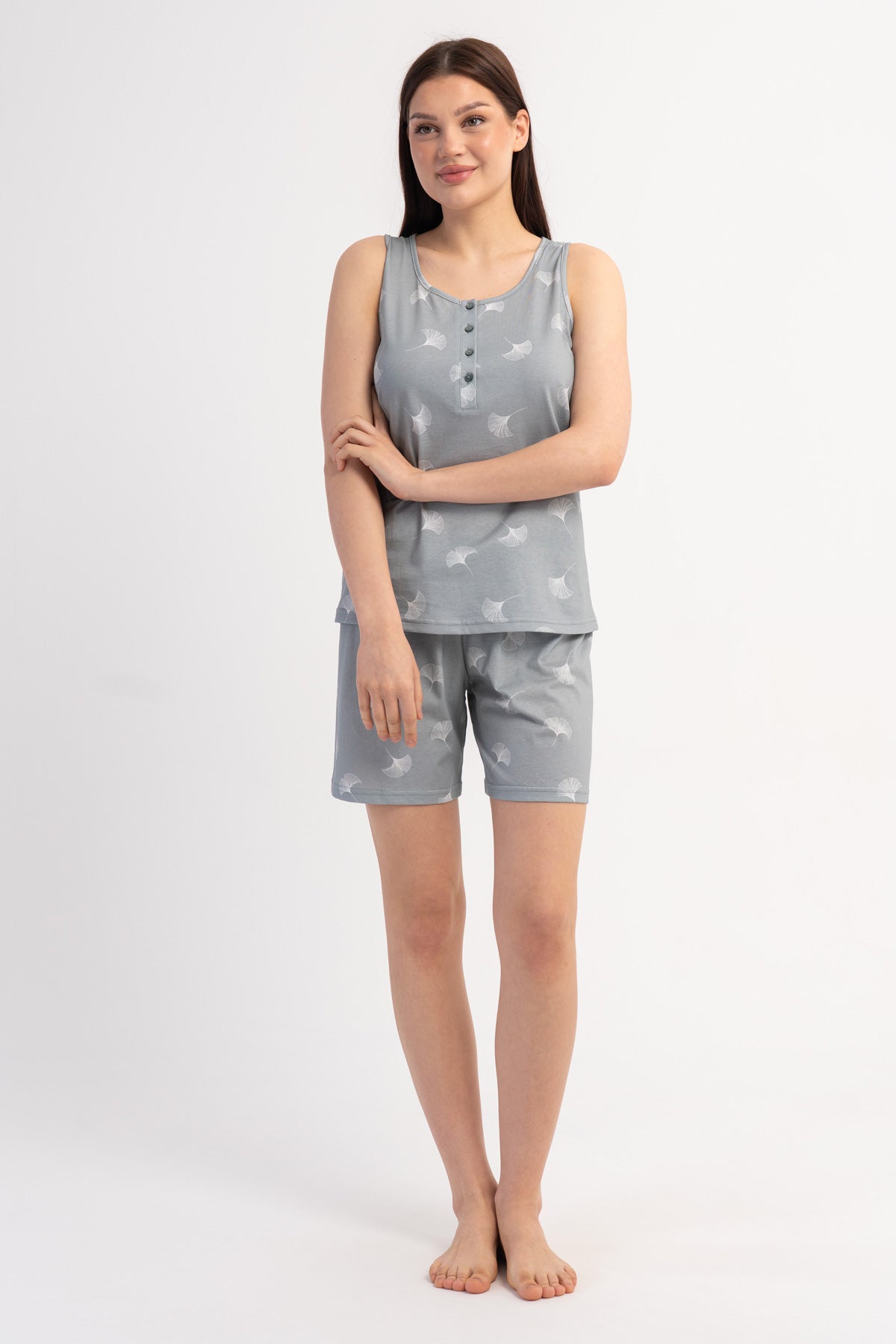 KADIN P.SUPREM PATLI KALIN ASKILI ETEGI OVAL SORT TAKIM - SAF GRI