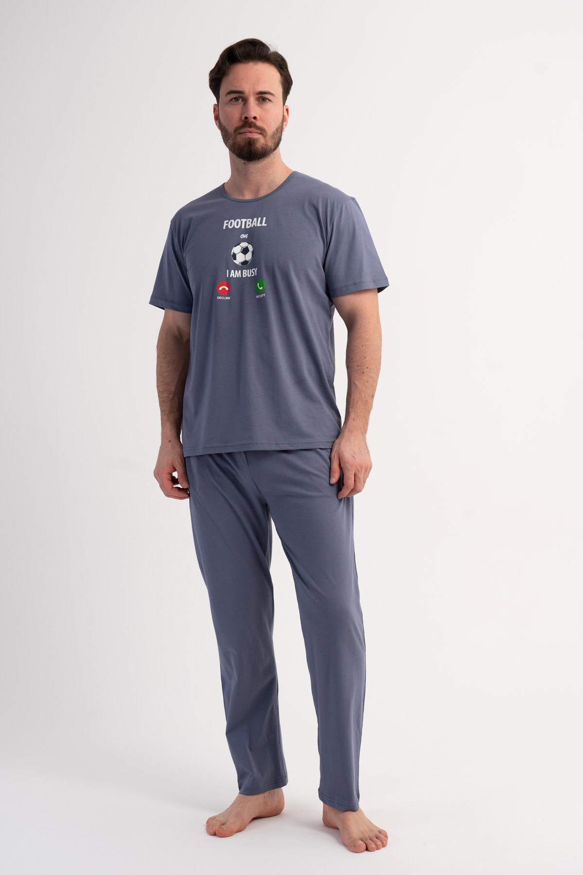 CEPLI ERKEK P.SUPREM XXL O YAKA KISA KOL PIJAMA TAKIM - FUME