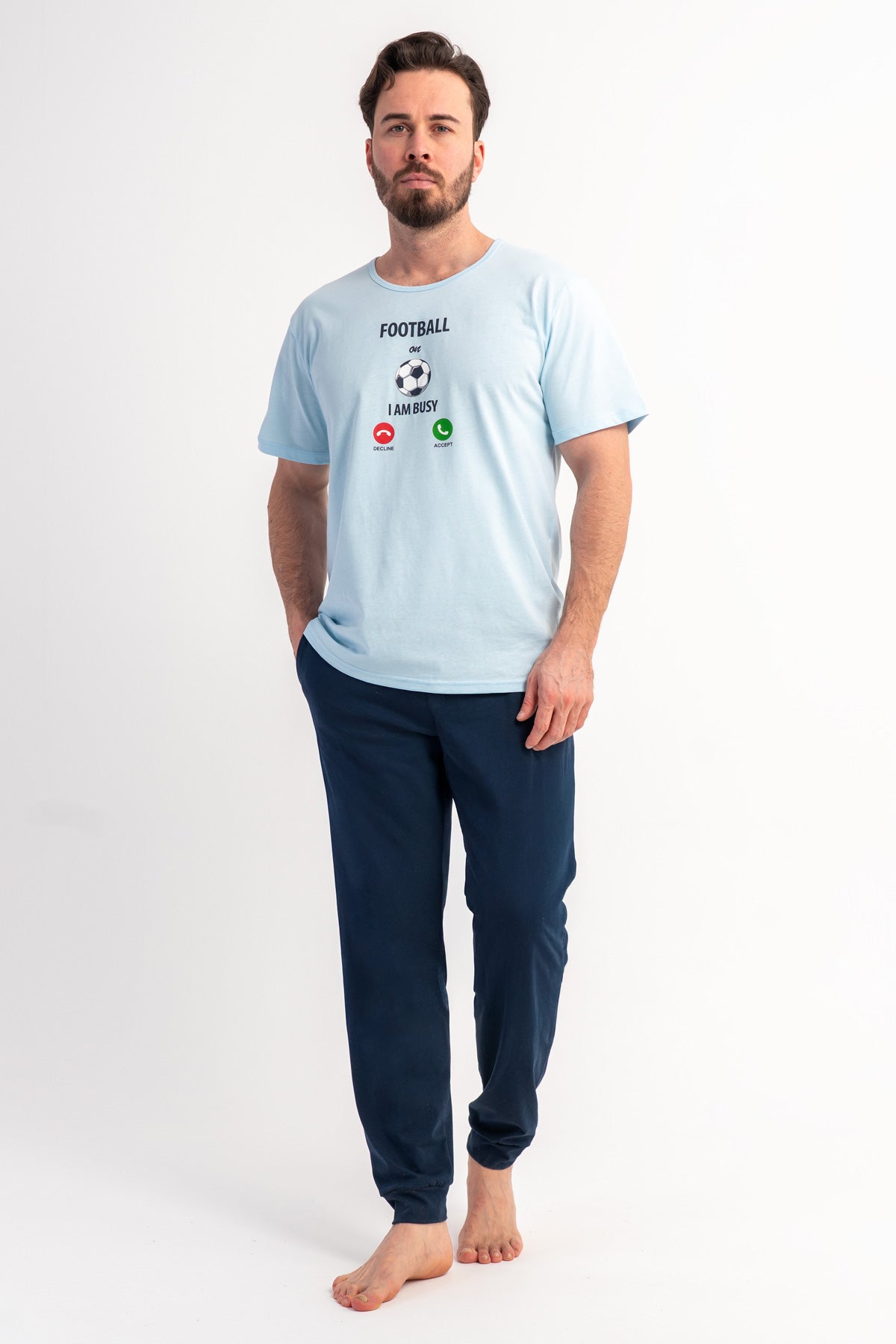 CEPLI ERKEK P.SUPREM XXL BATTAL O YAKA KISA KOL PIJAMA TAKIM - MAVI