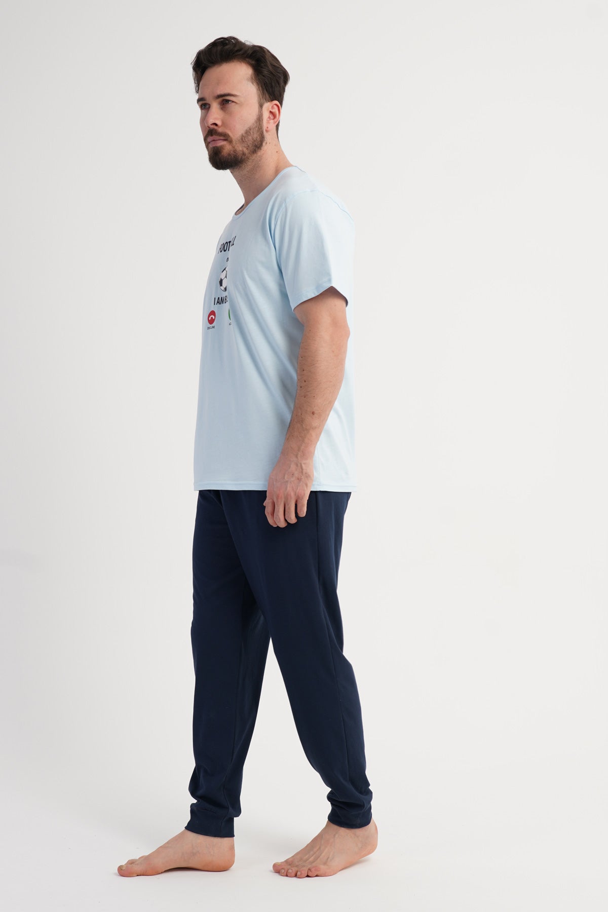 CEPLI ERKEK P.SUPREM XXL BATTAL O YAKA KISA KOL PIJAMA TAKIM - MAVI