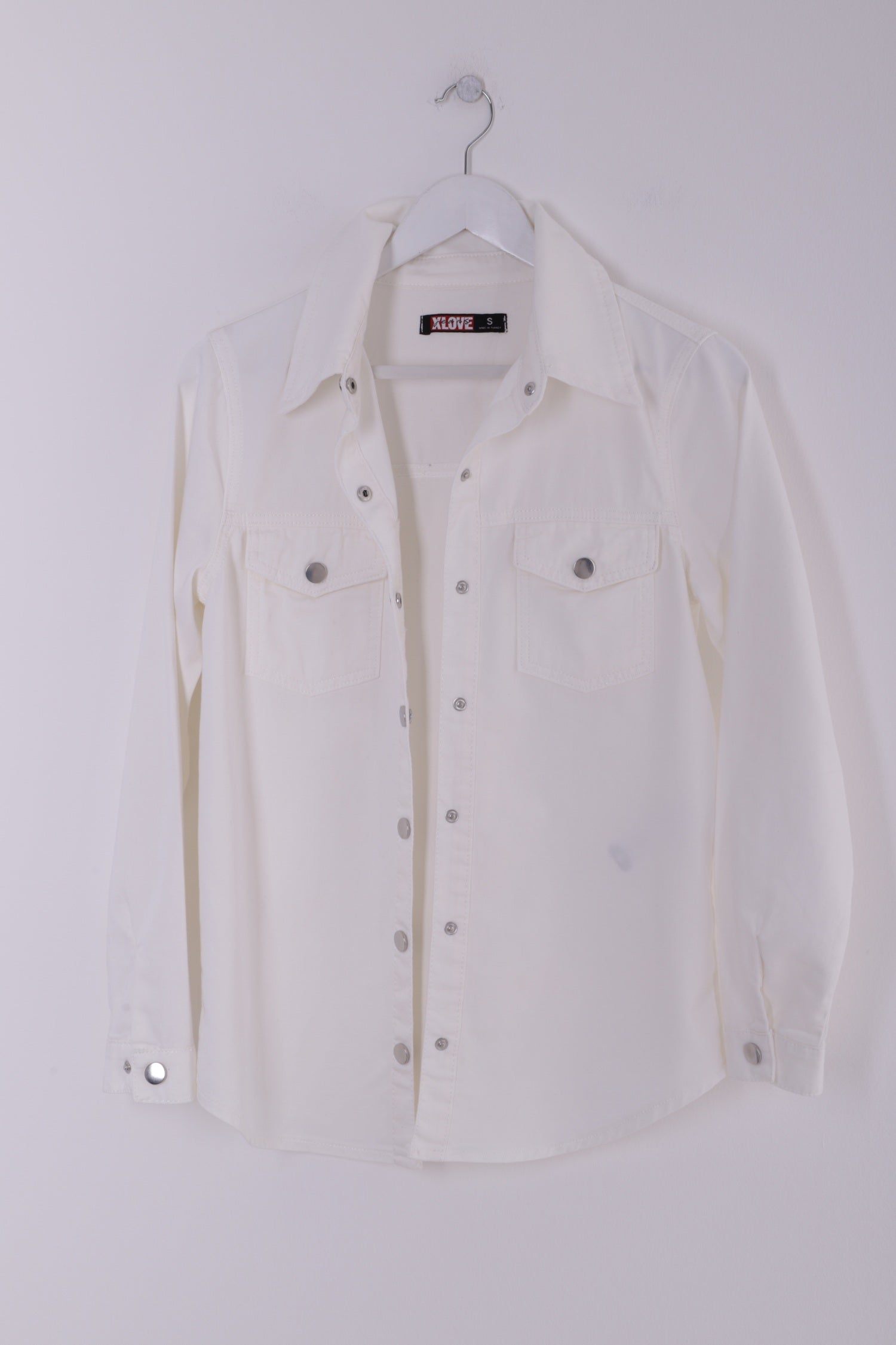 Çıtçıtlı Kot Gömlek - Beyaz - (S-XL-6) - 6