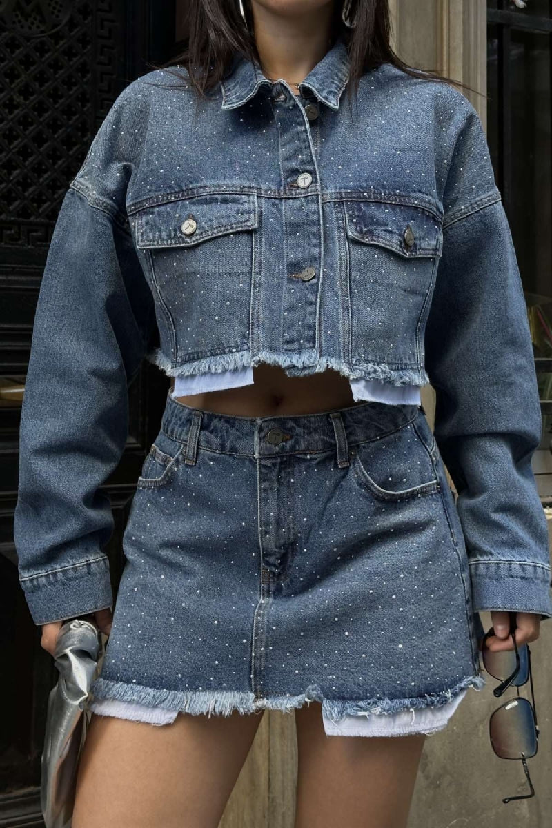 Astar Detaylı Kot Ceket - Orta Mavi Kot - (XS-L) - 5