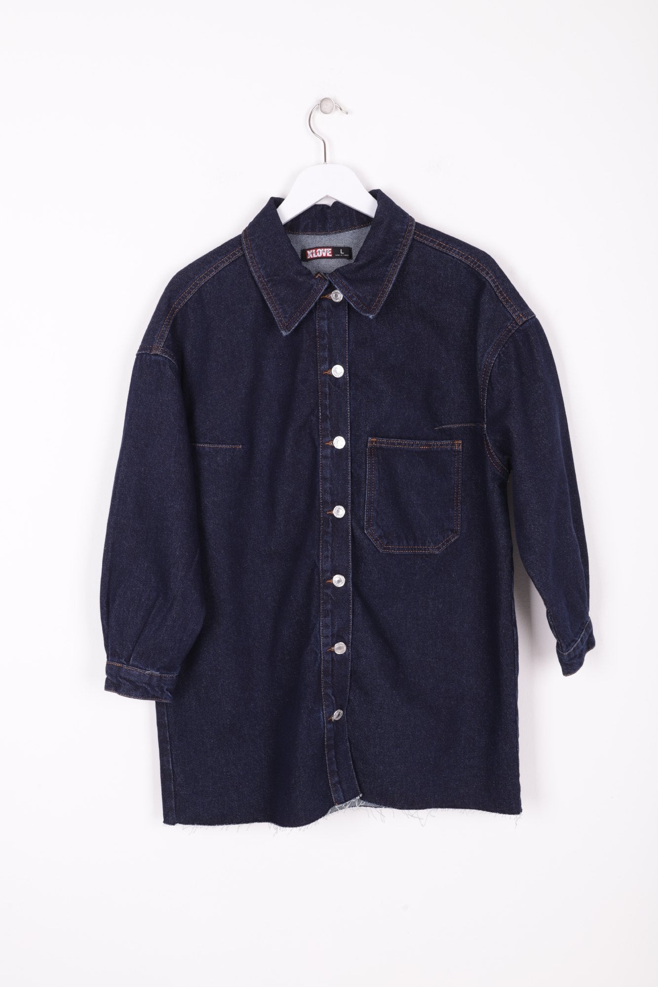 Nakışlı Kot Ceket - Slaplı Lacivert - (S-XL) - 6