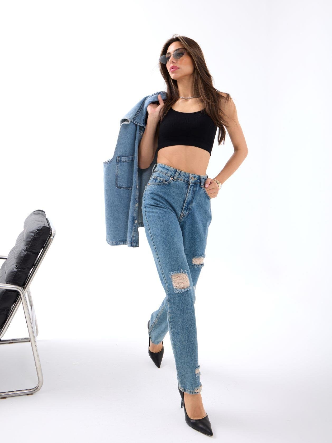 6025 KOT PANTOLON-MAVİ