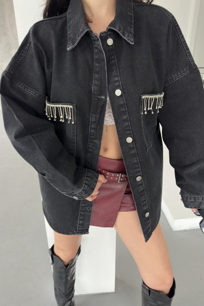 Oversize Kot Gömleklı - Düz Antrasit - (S+XL+4) - 2