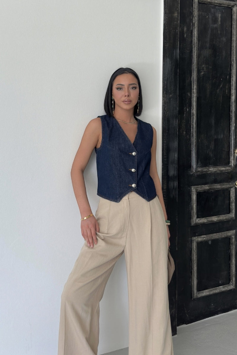Düğmeli Yelek - Slaplı Lacivert - (S-XL-6) - 2