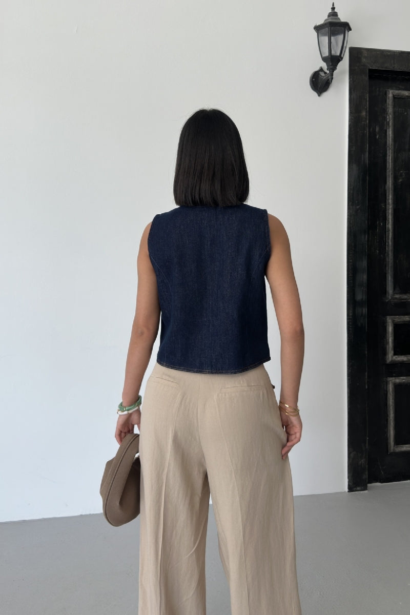 Düğmeli Yelek - Slaplı Lacivert - (S-XL-6) - 3