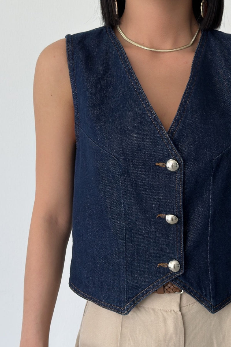 Düğmeli Yelek - Slaplı Lacivert - (S-XL-6) - 6