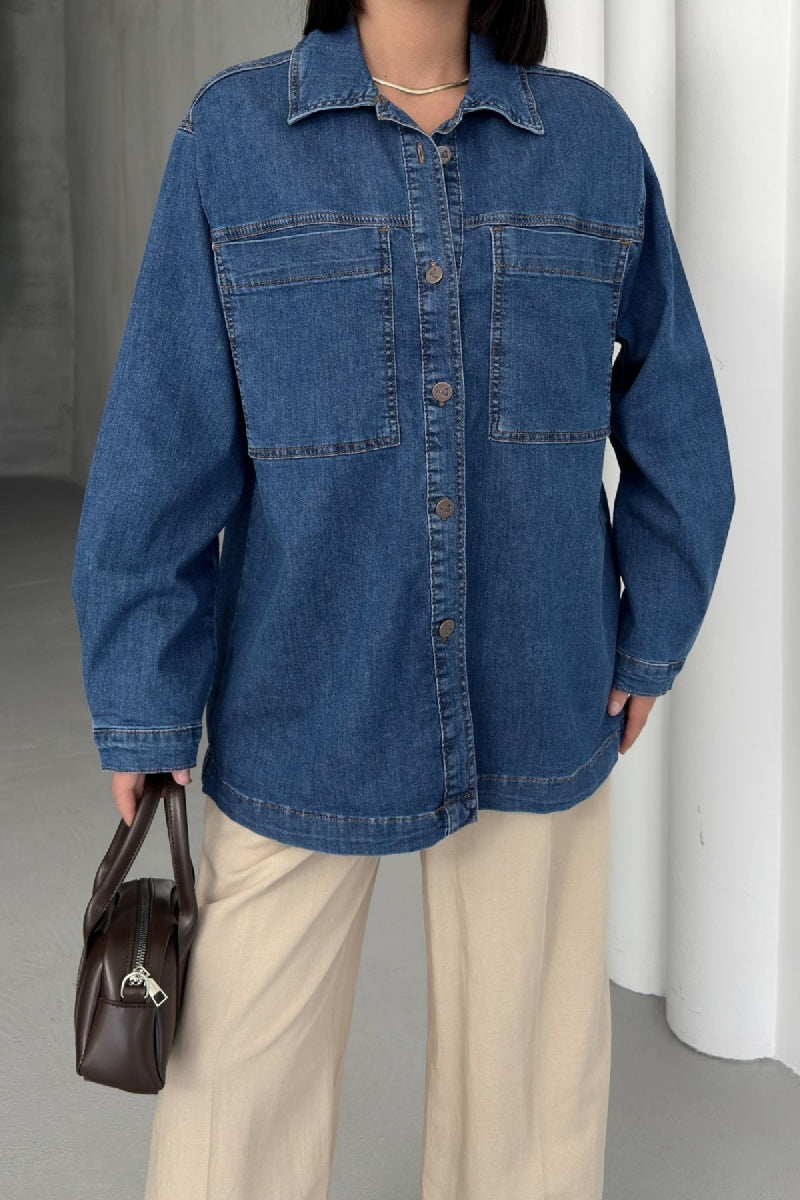 Cepli Kot Gömlek - Düz Koyu Rins - (S+L+3) - 2