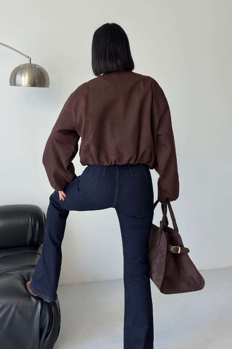 Lastikli Bomber Ceket - Kahverengi - (S-L-3) - 2