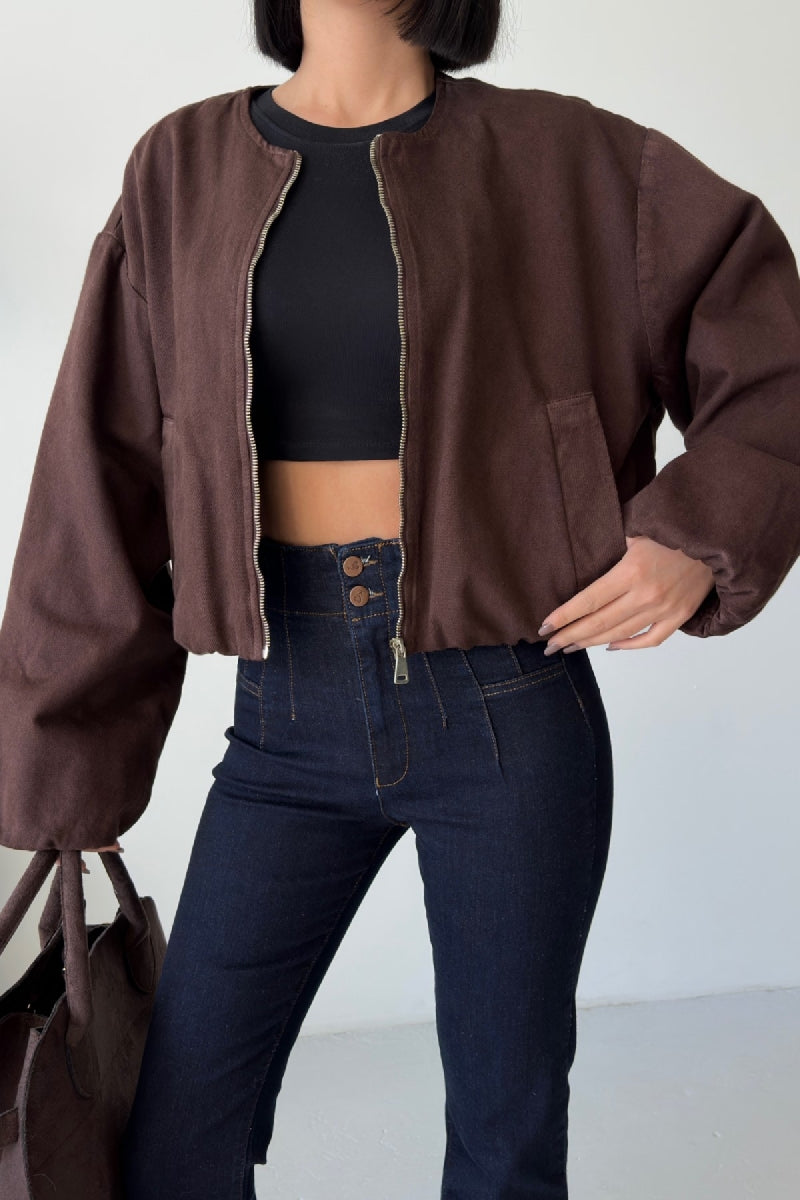 Lastikli Bomber Ceket - Kahverengi - (S-L-3) - 4