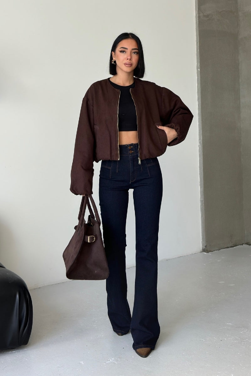 Lastikli Bomber Ceket - Kahverengi - (S-L-3) - 6