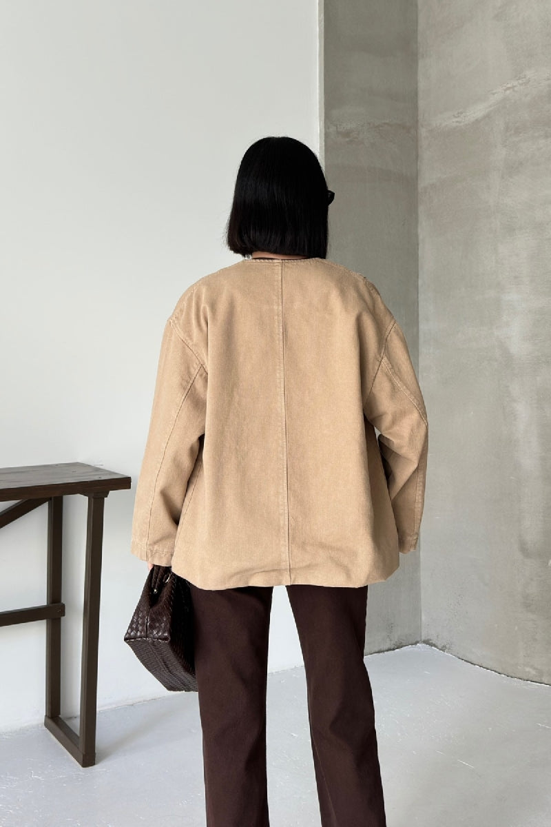 Astarlı Oversize Kot Ceket - Camel - (S+L+3) - 2
