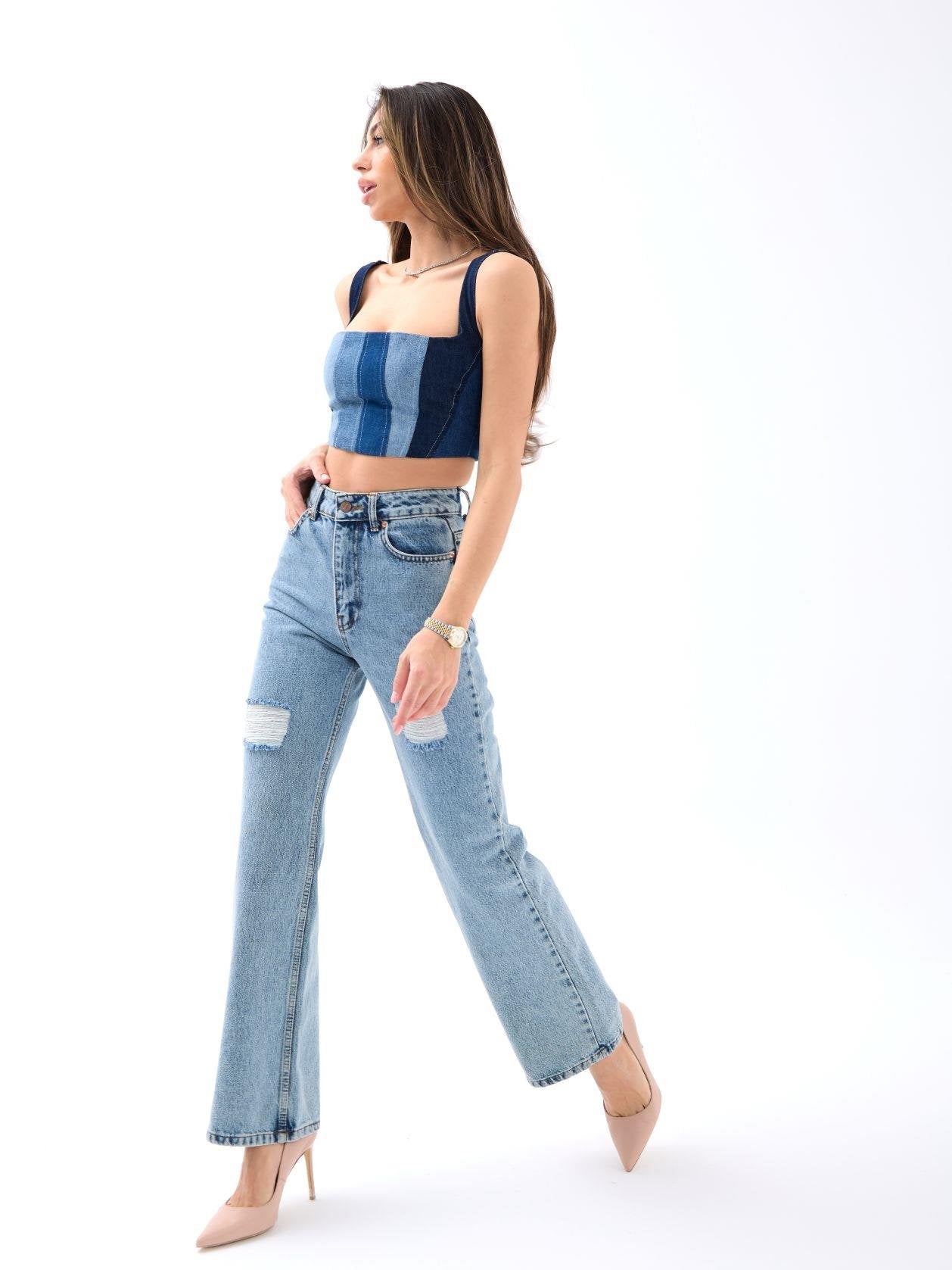 6373 DENİM SLIM PALAZZO FIT-MAVİ