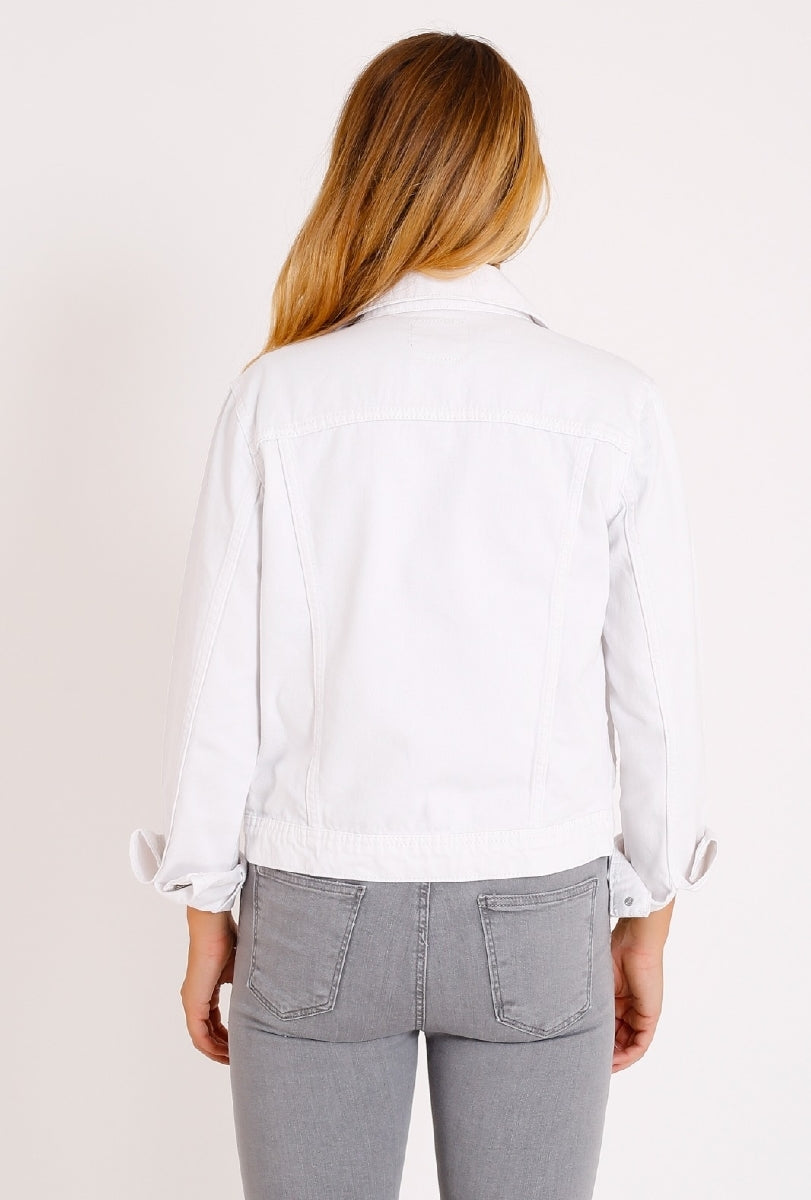 Klasik Kısa Kot Ceket - Beyaz - (S-XL-6) - 3