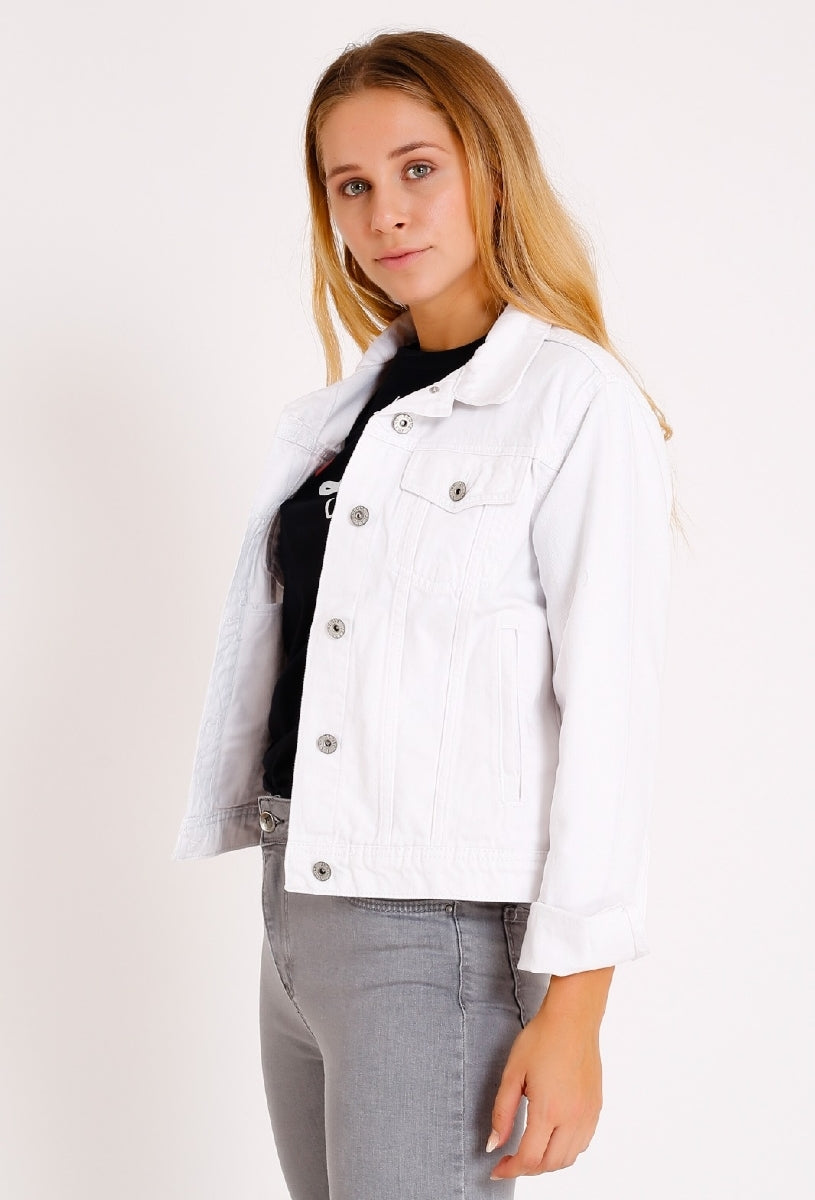 Klasik Kısa Kot Ceket - Beyaz - (S-XL-6) - 5