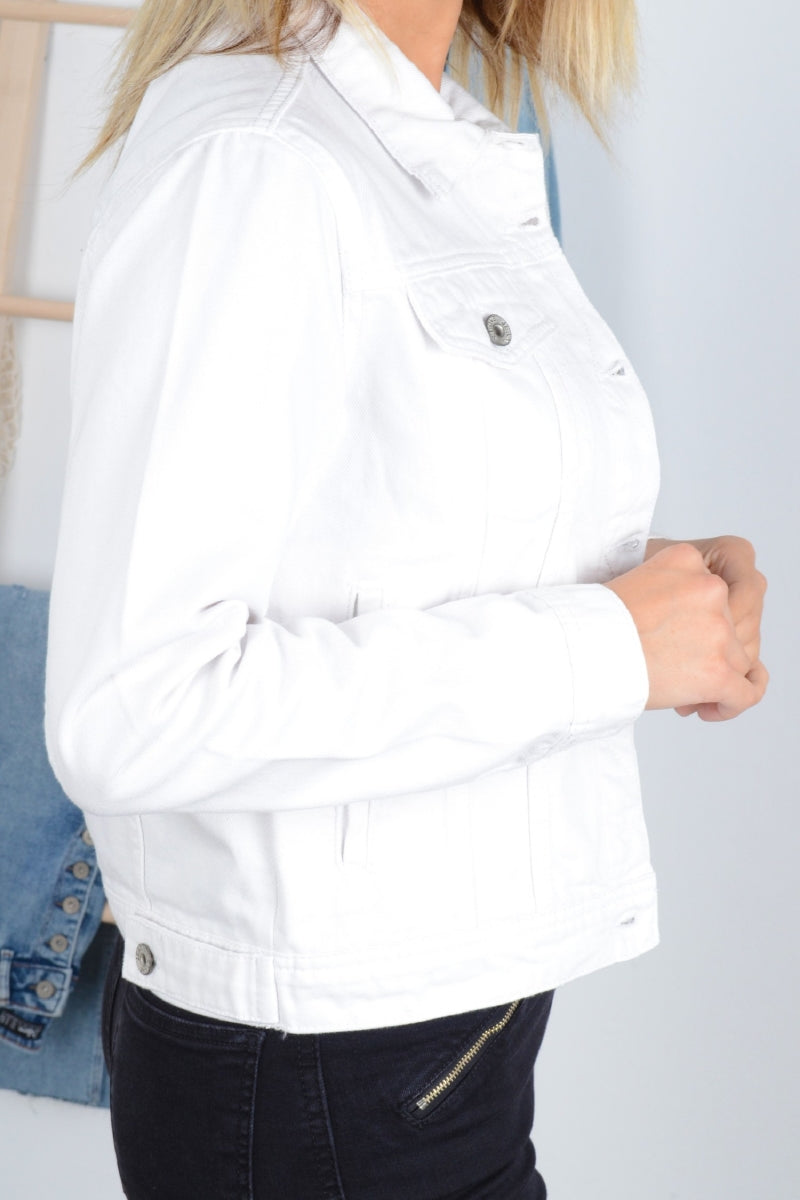 Klasik Kısa Kot Ceket - Beyaz - (S-XL-6) - 6