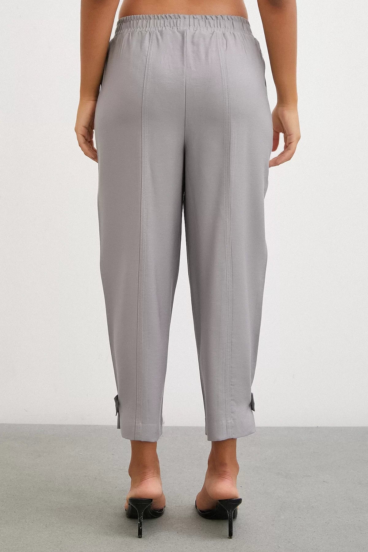 Lastikli Salaş Pantolon - Gri