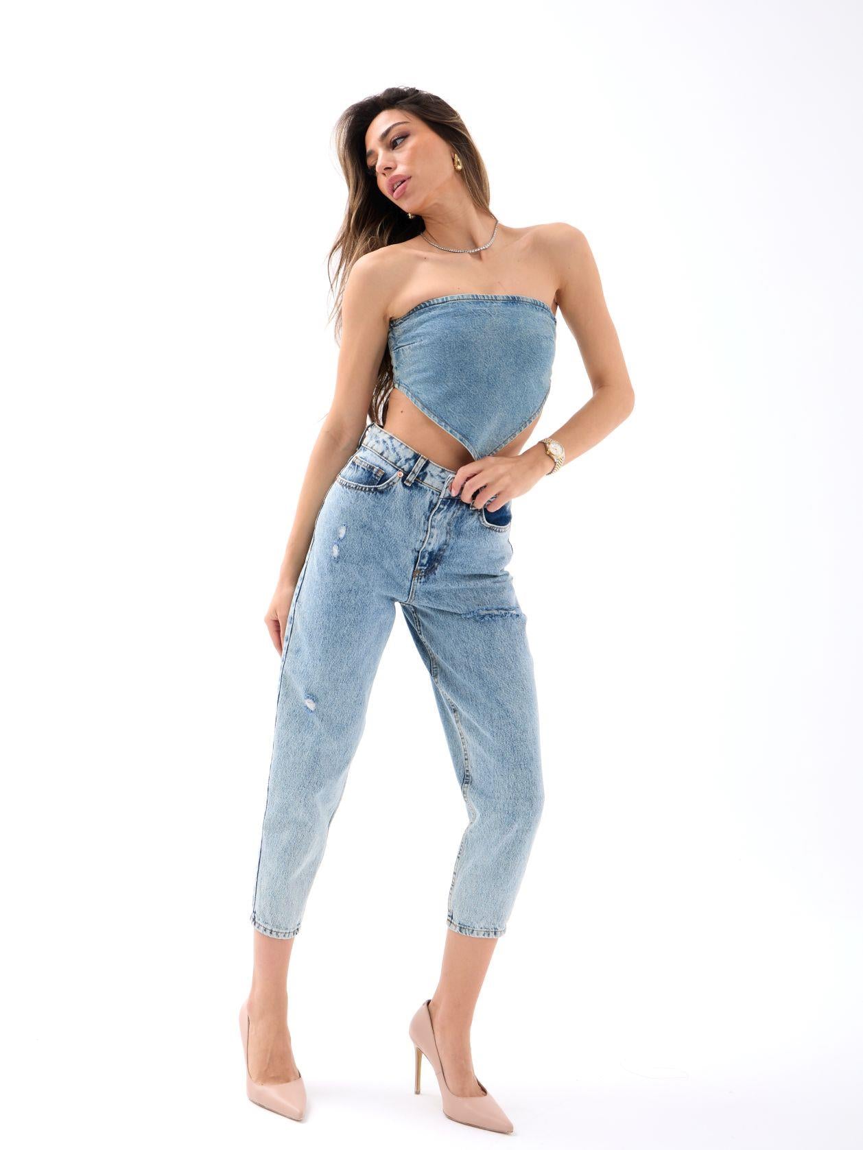6461 DENİM RIPPED CARROT FIT-AÇIK MAVİ