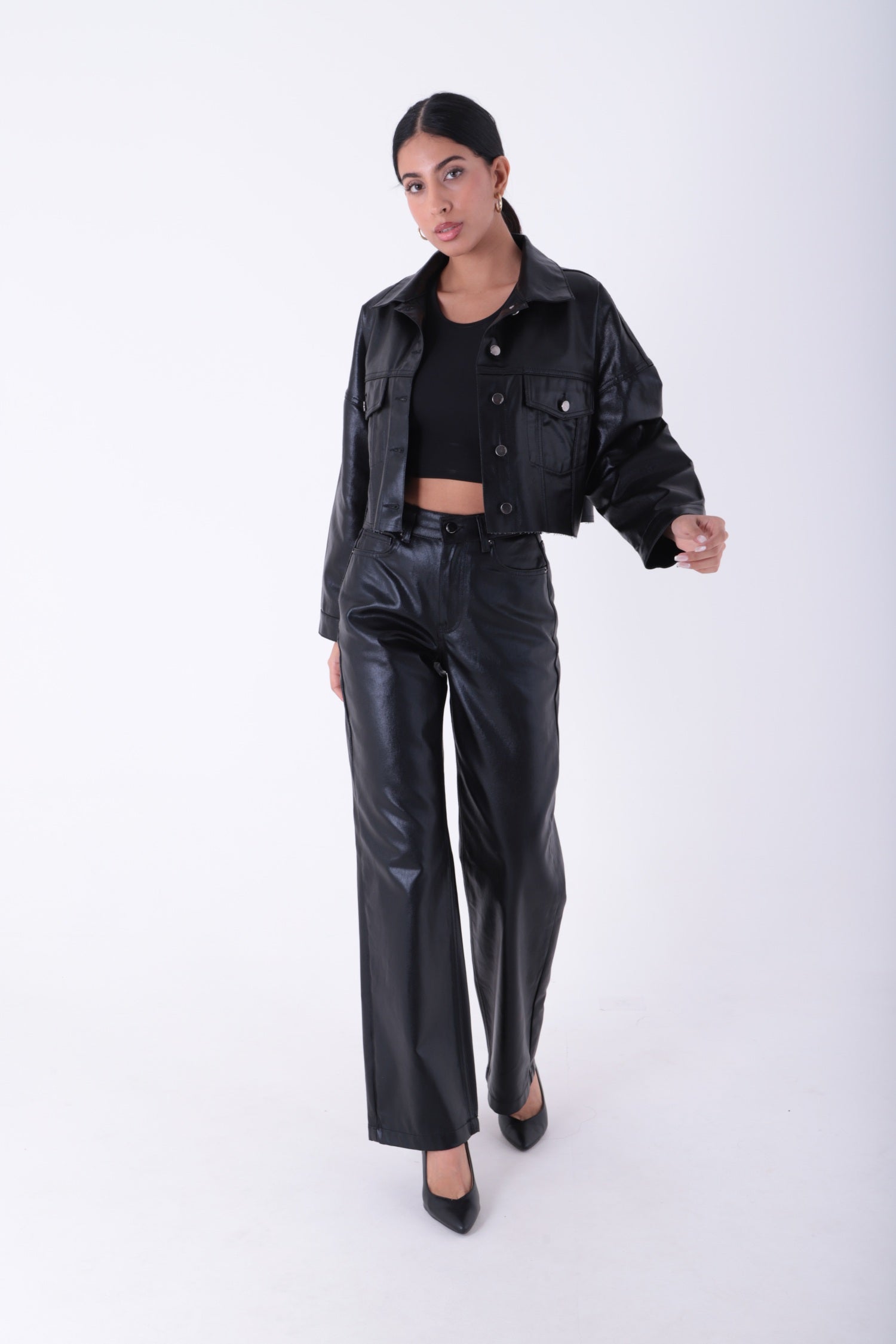 Kısa Oversize Kot Ceket - Kaplama Siyah - (S-XL) - 4