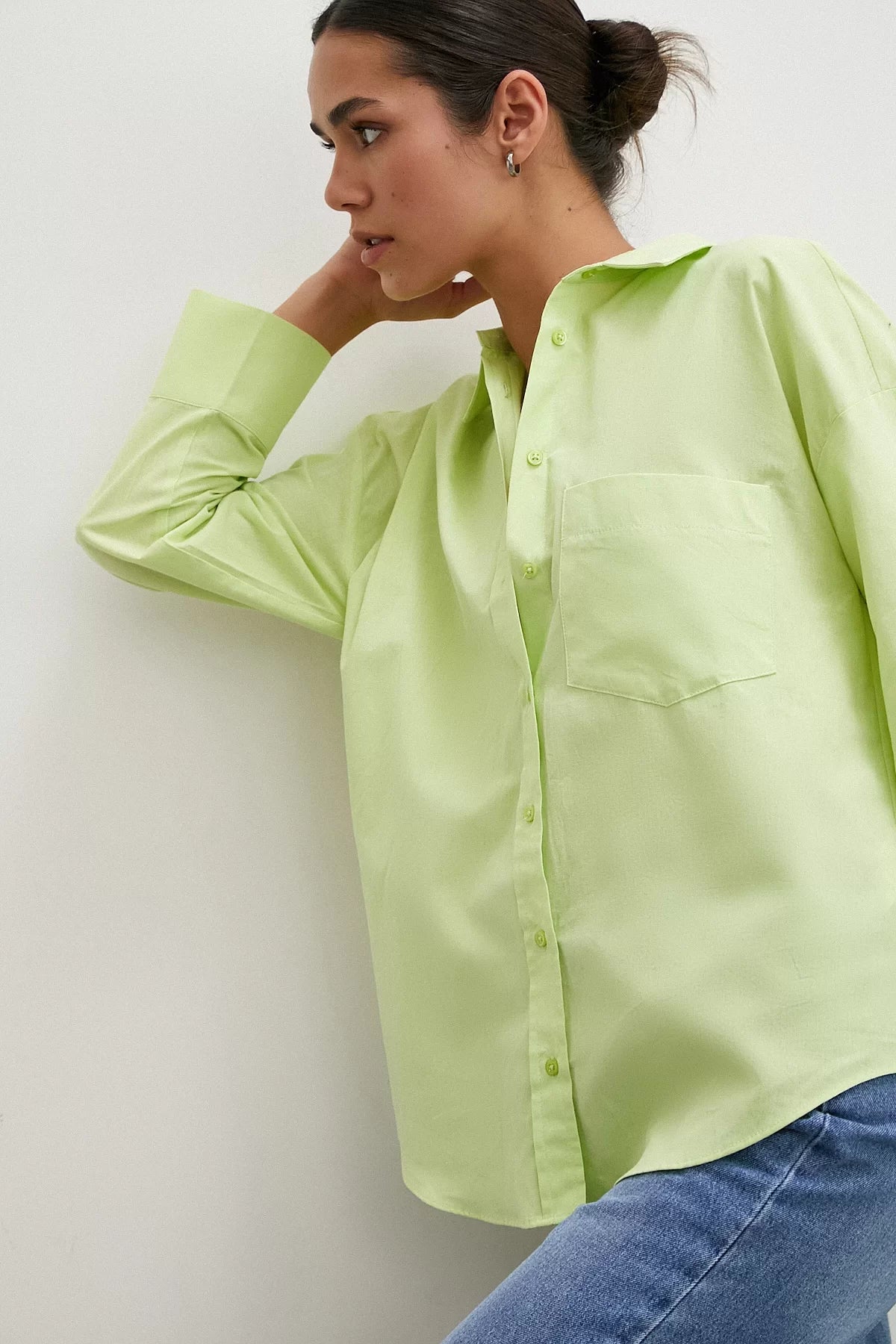 Regular Fit Poplin Gömlek - Yeşil