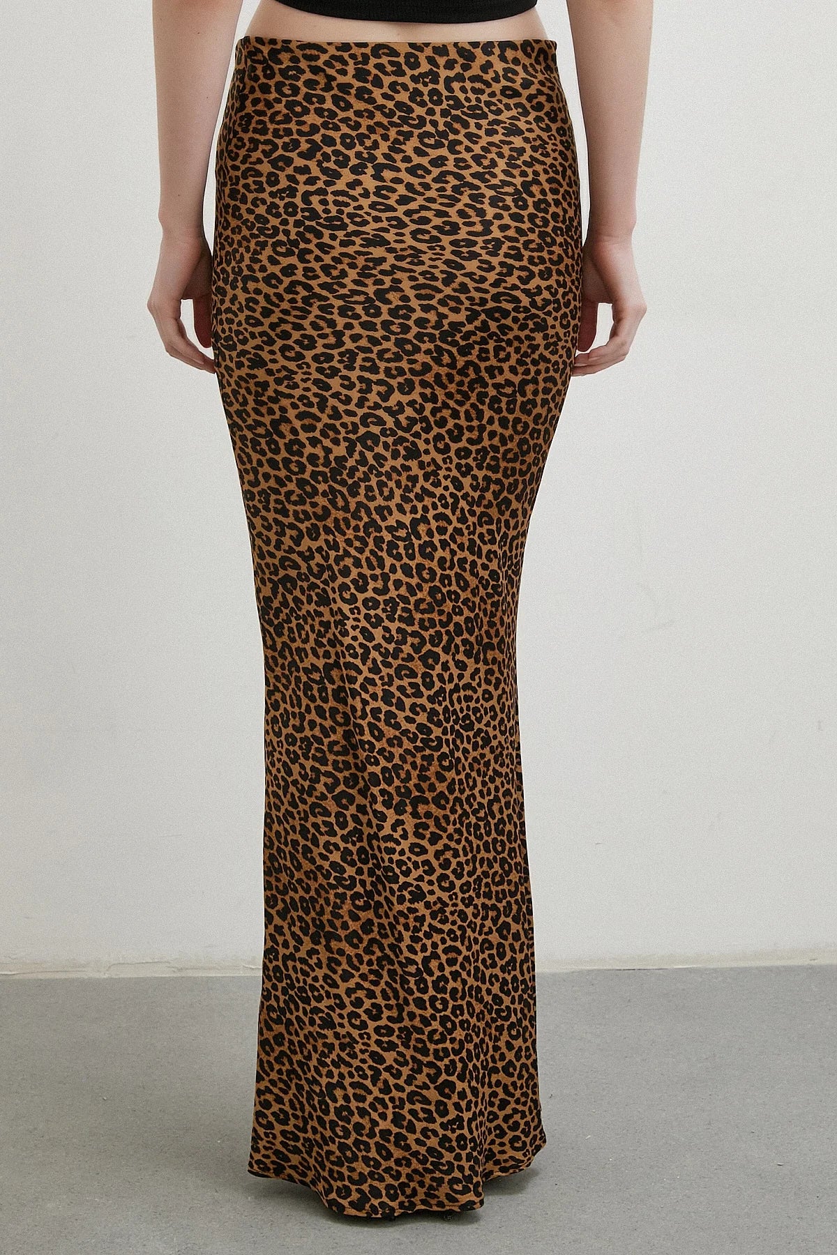 Leopar Desenli Verev Etek - Kahve