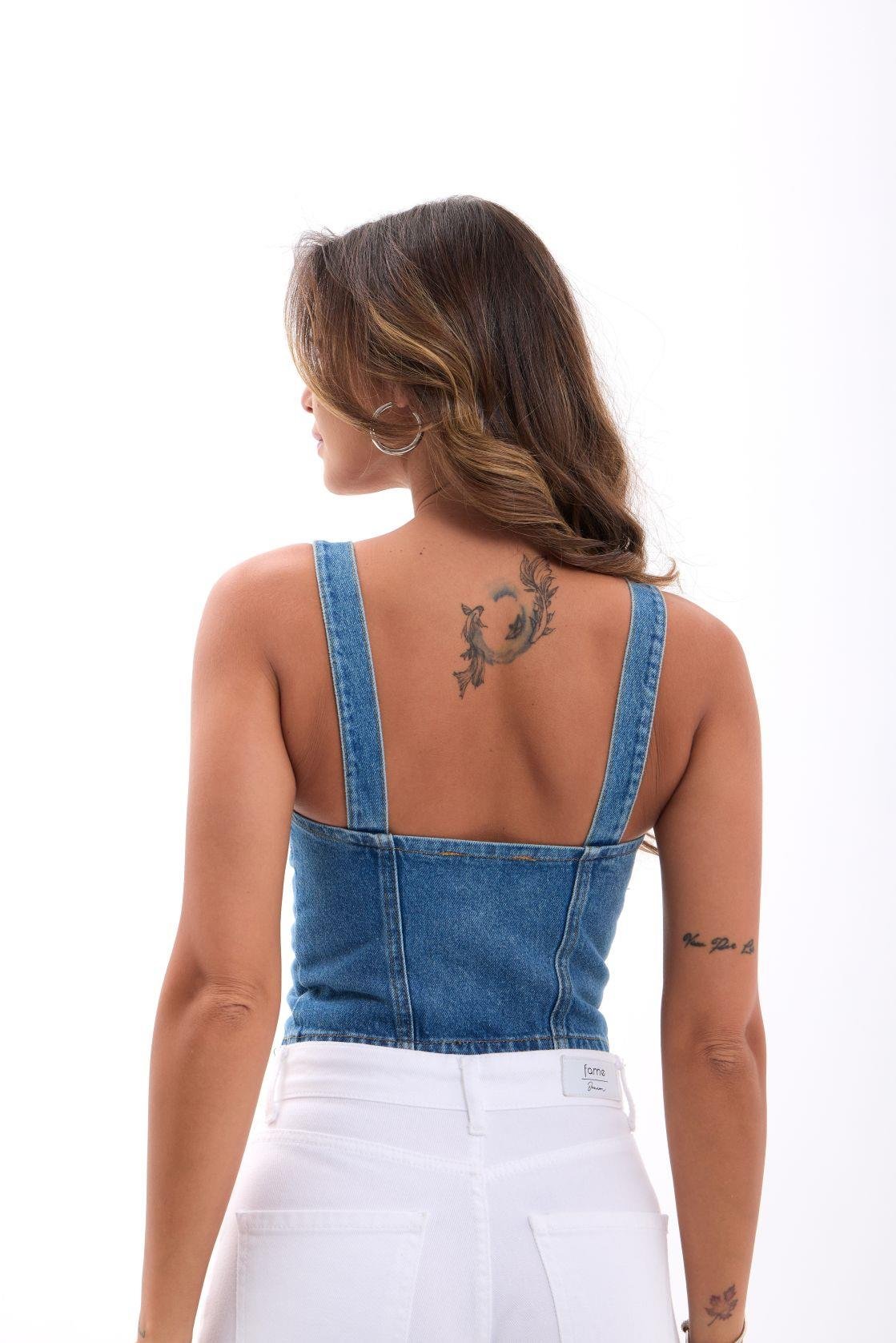6828 KOT BLUZ-MAVİ