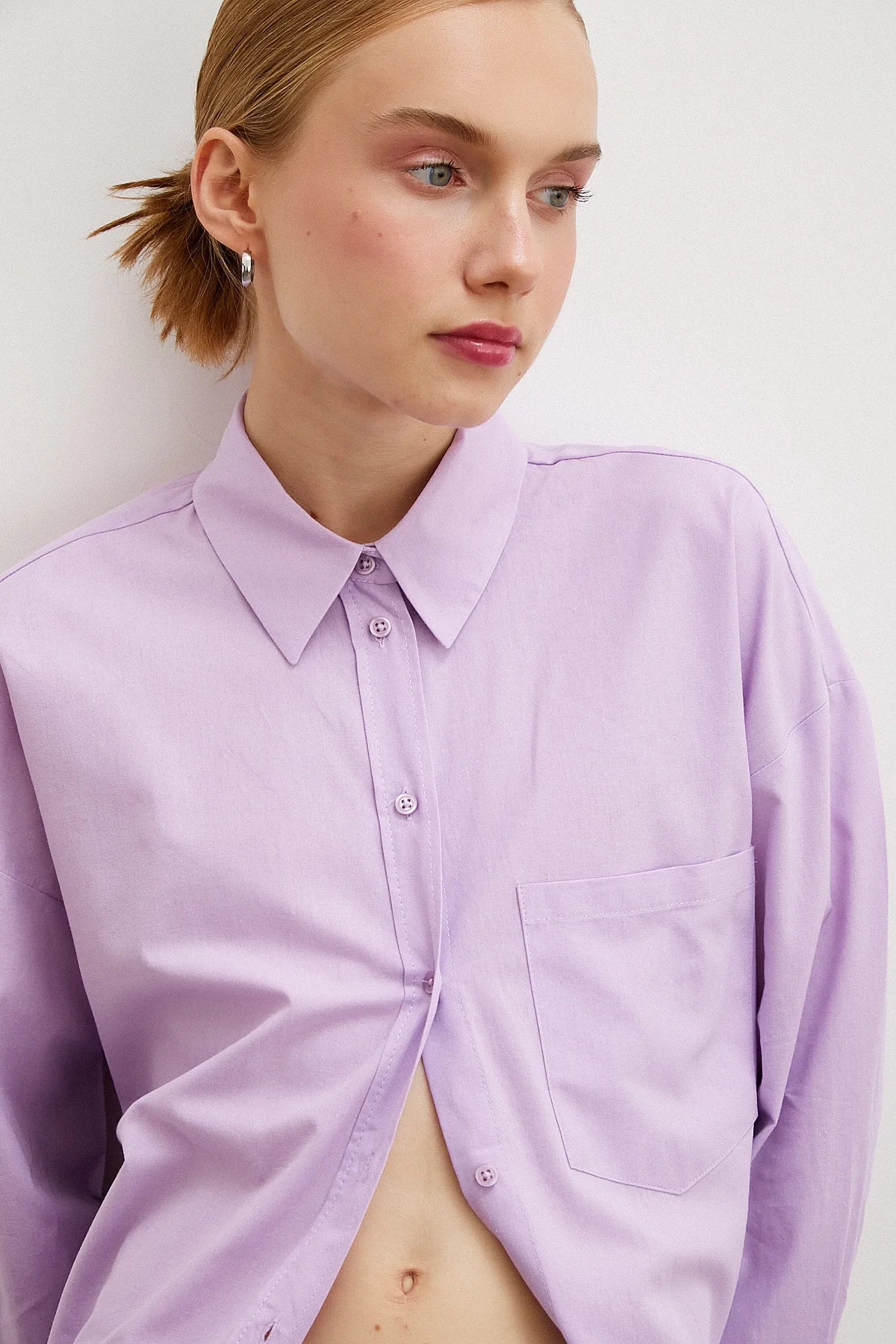 Regular Fit Poplin Gömlek - Lila