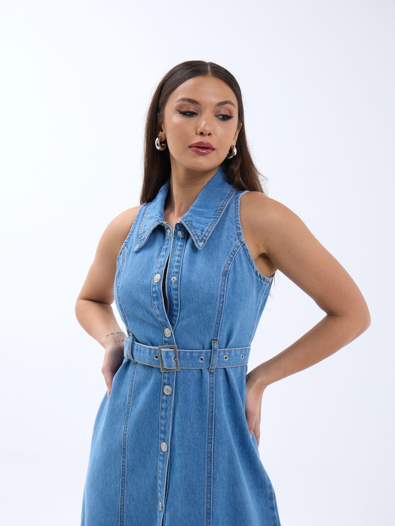 6969 KOT ELBİSE-MAVİ