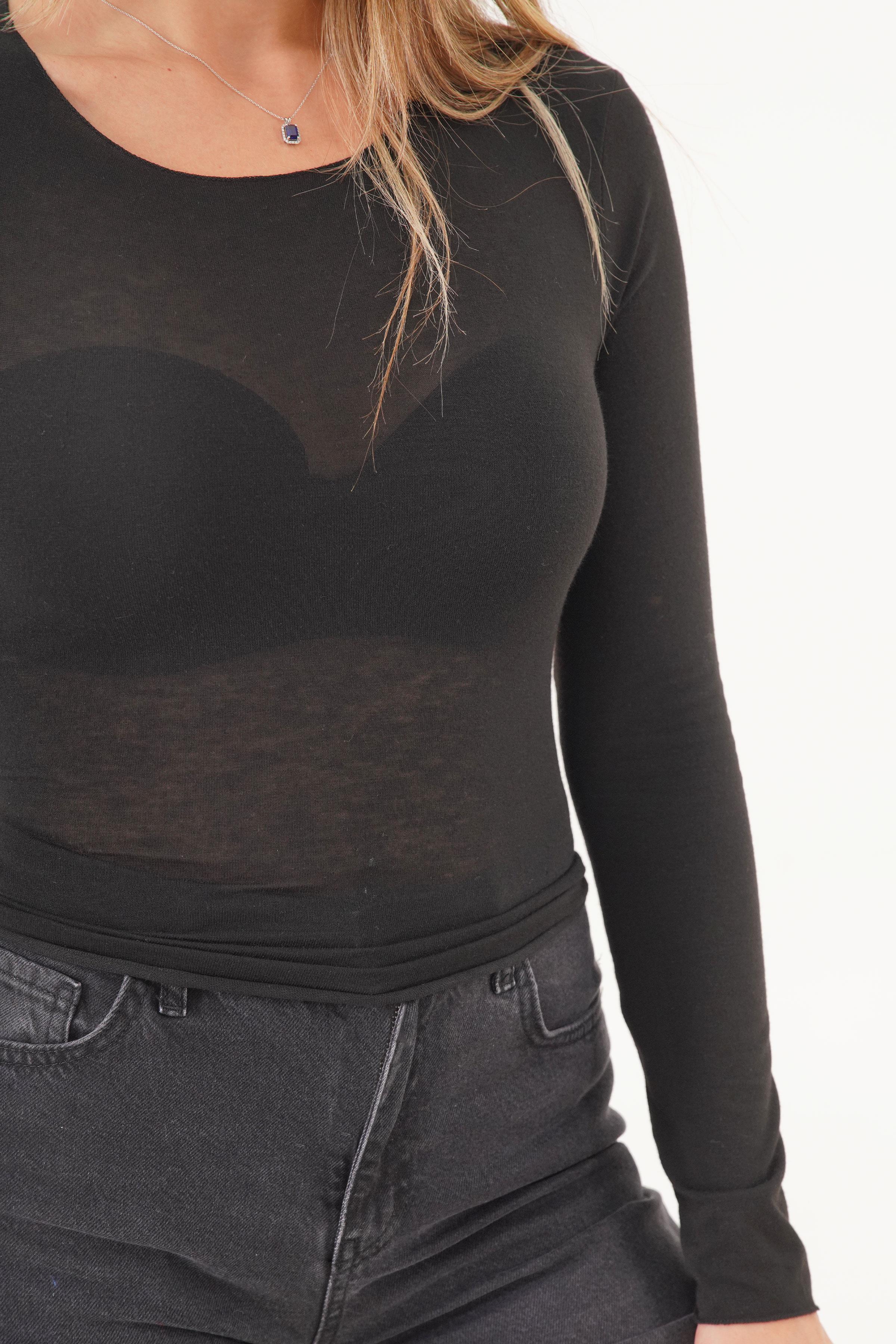 Süper İnce Trend Basic Toptan Siyah Bluz