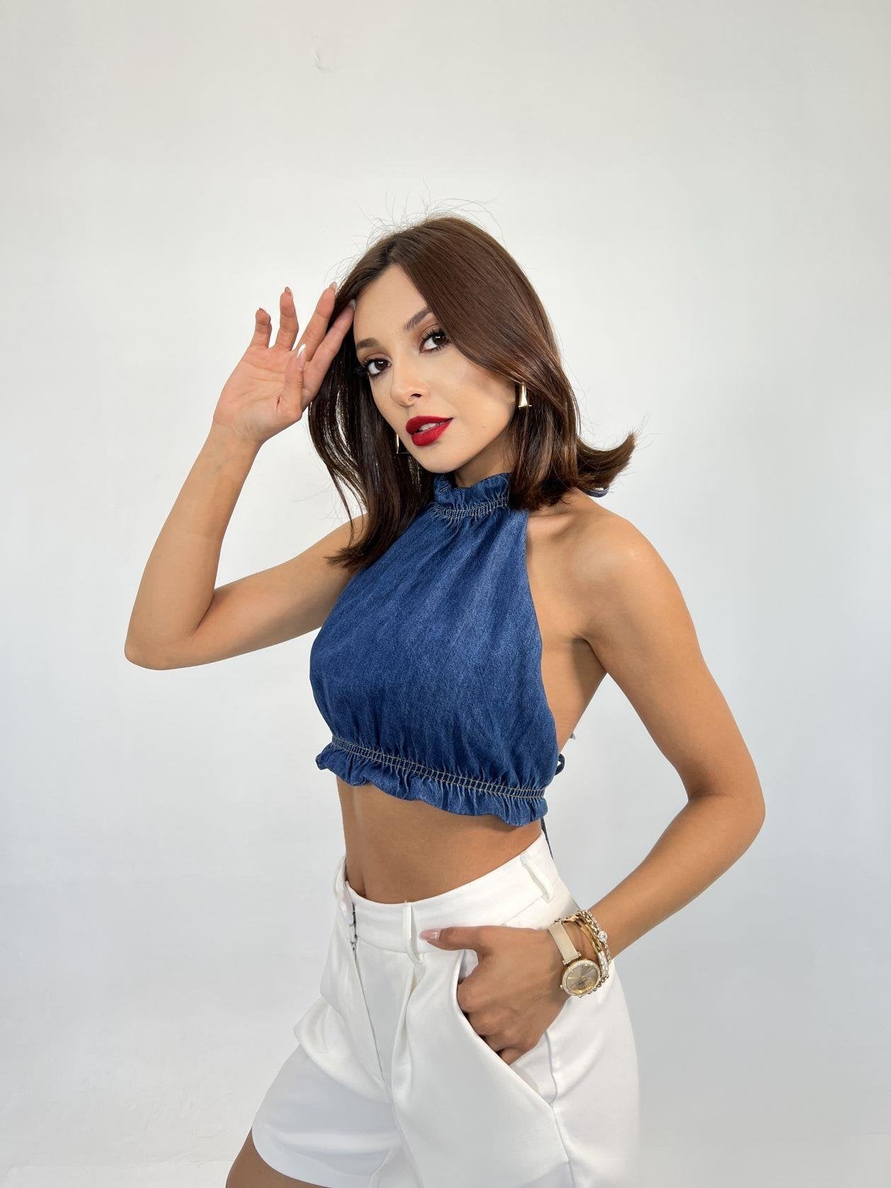 6995 KOT BLUZ-MAVİ