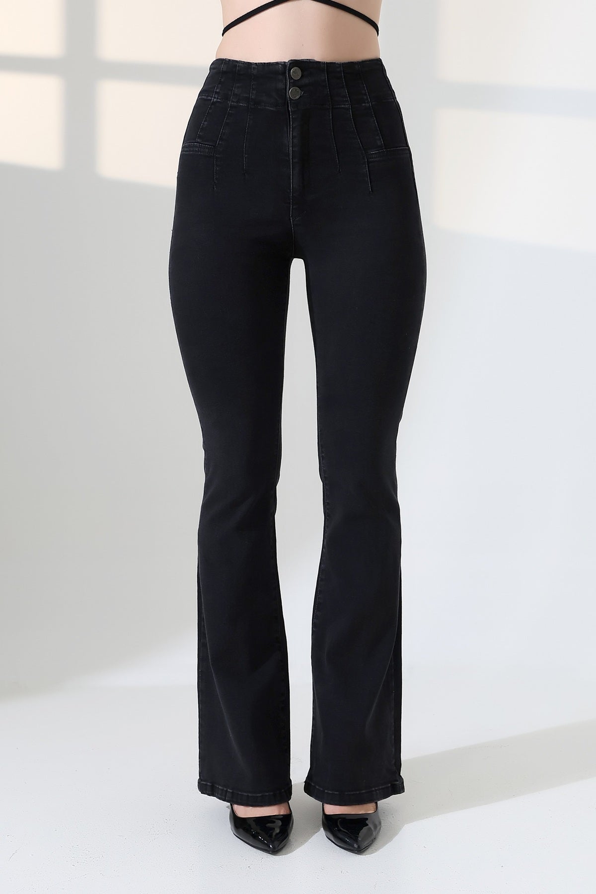 Pensli İspanyol Kot Pantolon 7021 - Düz Antrasit - (27-32) - 6