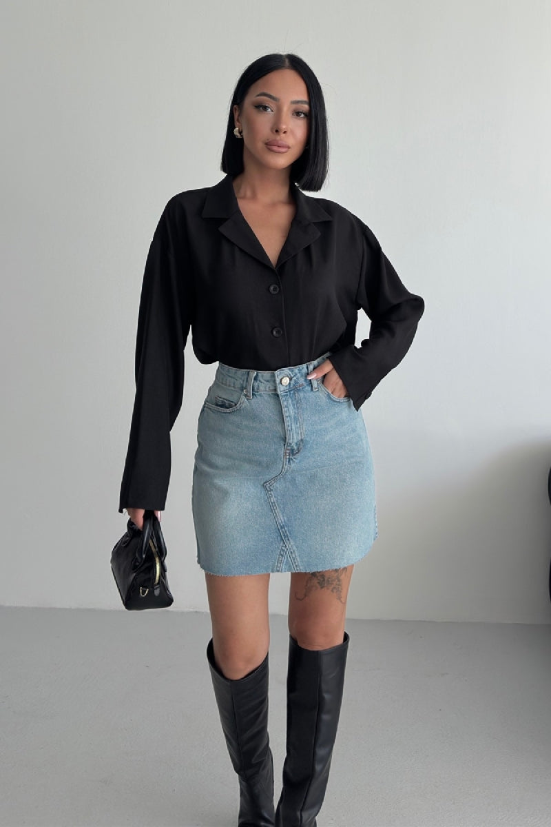 Mini Kot Etek 1040 - Buz Mavisi ve Tintli - (38-44-6) - 6