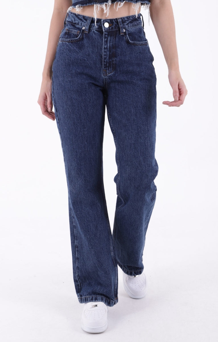 Relax Palazzo Kot Pantolon - Düz Koyu Rins - (26-31) - 2