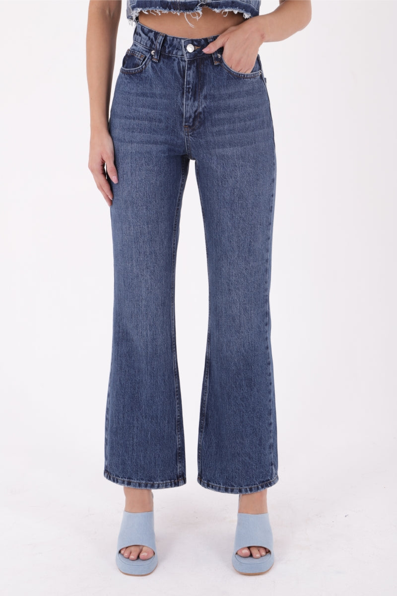 Palazzo Relax Kot Pantolon - Koyu Mavi Kot - (26-31) - 2