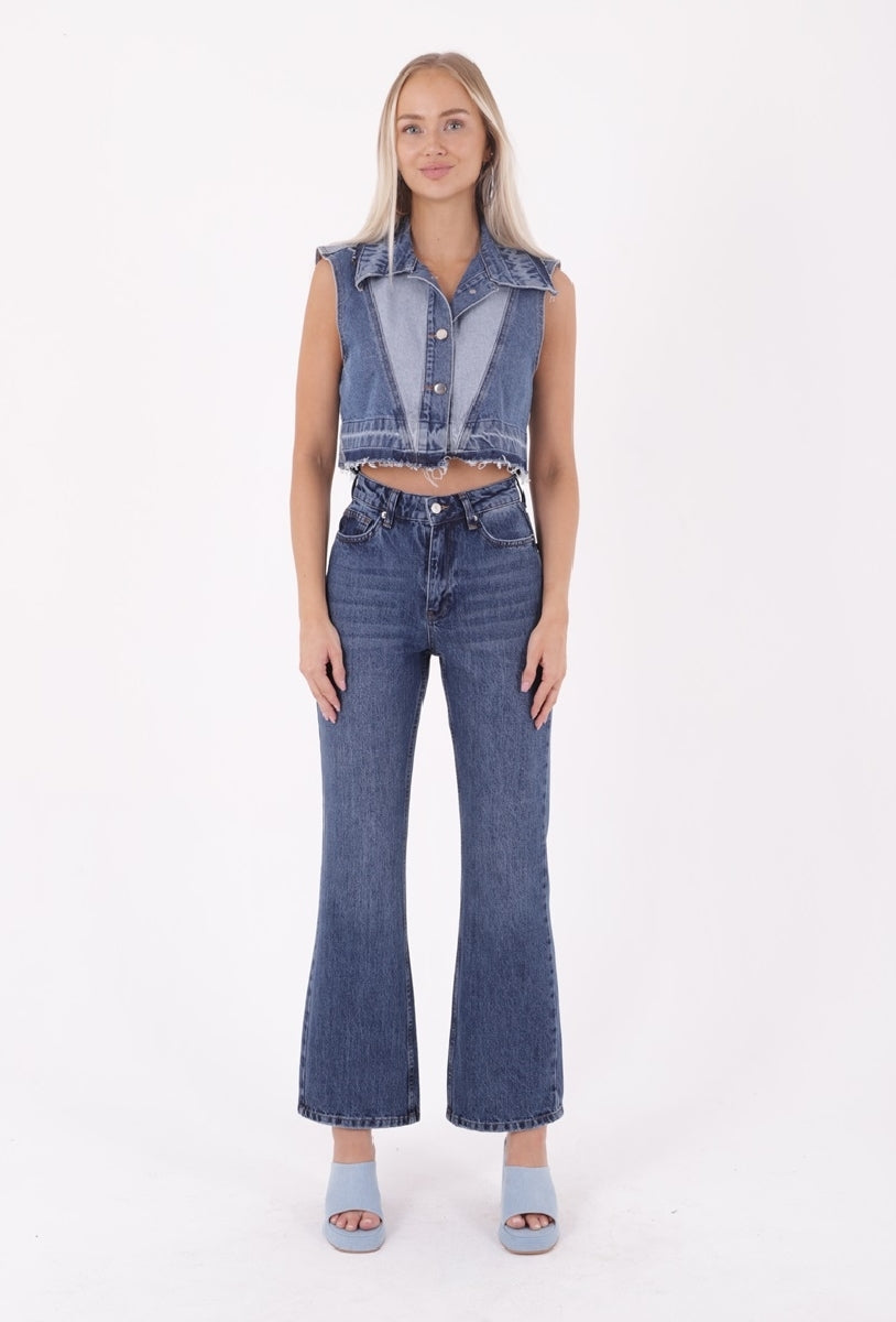 Palazzo Relax Kot Pantolon Koyu Mavi Kot