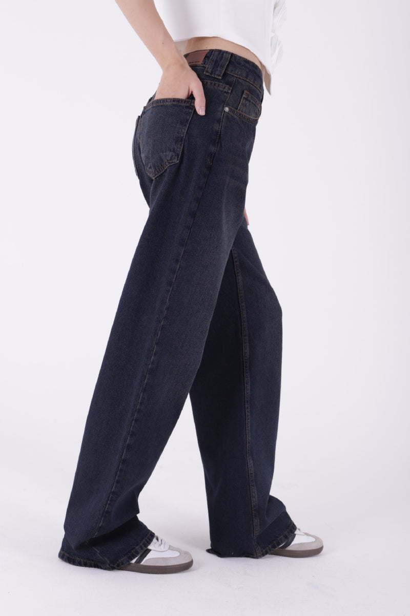 Bol Paça Baggy Relax Kot Pantolon - Koyu Mavi Yoğun Tint - (26-29) - 6
