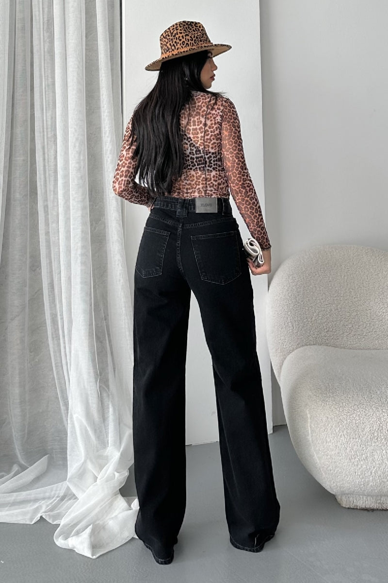 Bol Paça Baggy Relax Kot Pantolon - Düz Antrasit - (26-31) - 3