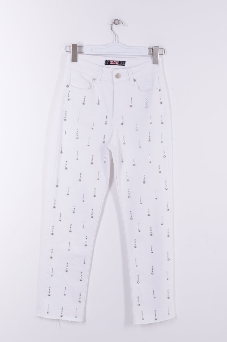 Tek Taraflı Droplı Mom Fit Kot Pantolon - Beyaz - (28-33) - 6