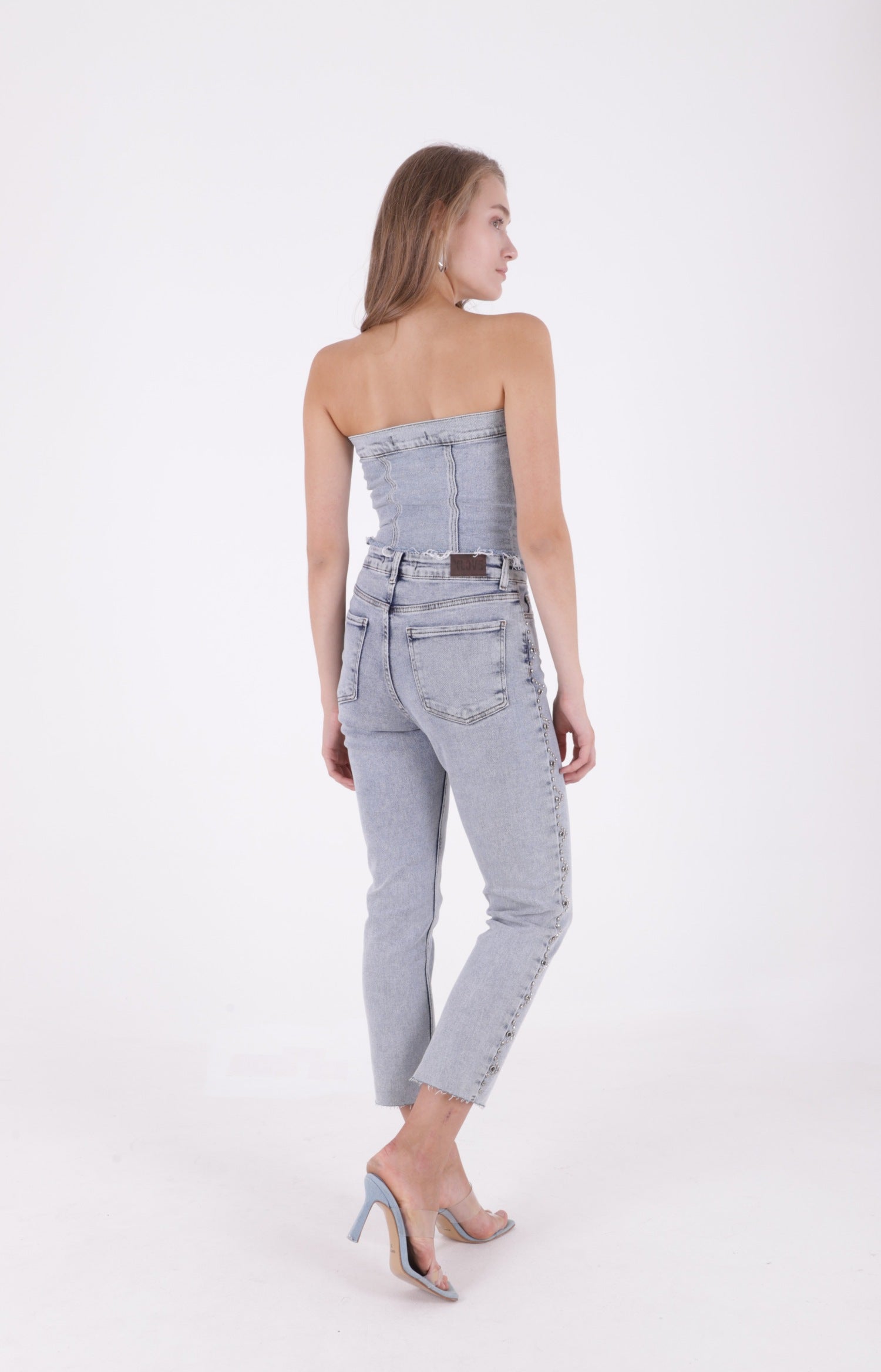 Yanları Droplı Mom Fit Kot Pantolon - Kar Yıkama Açık Mavi - (28-33) - 3