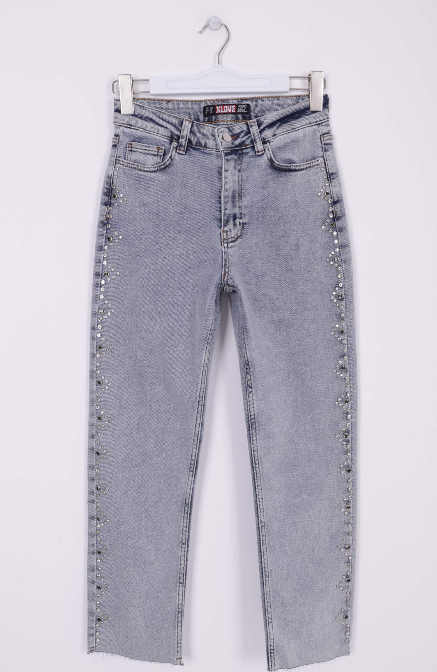 Yanları Droplı Mom Fit Kot Pantolon - Kar Yıkama Açık Mavi - (28-33) - 6