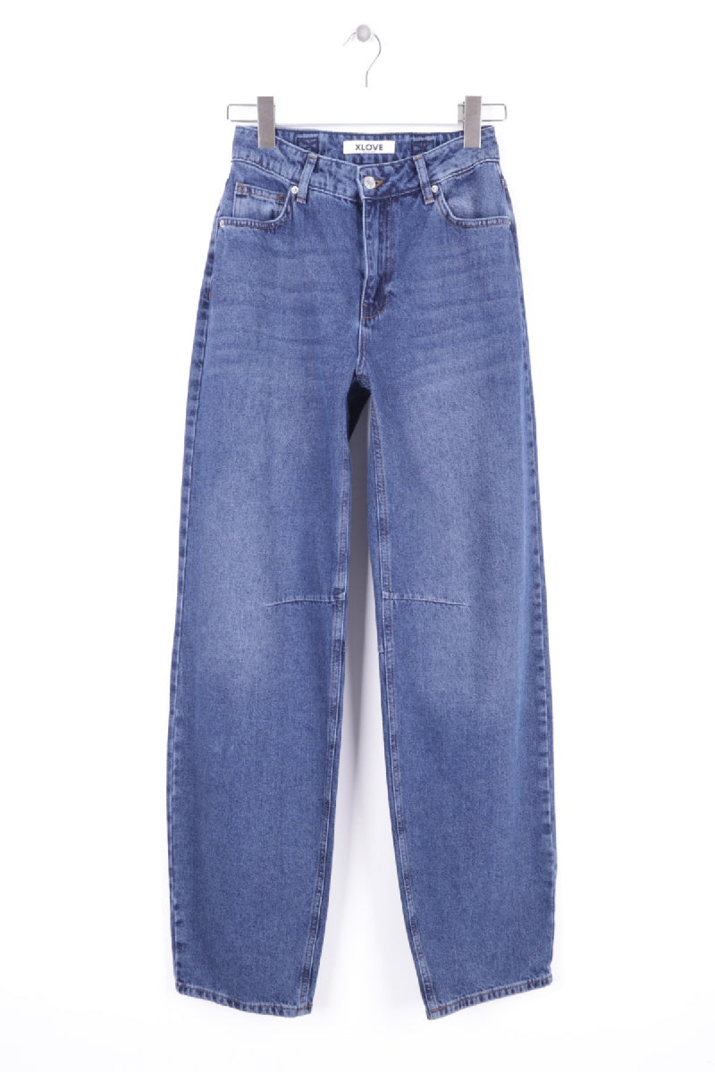 Dizi Pensli Baggy Kot Pantolon - Koyu Mavi Kot - (26-29-2) - 6